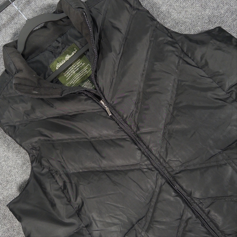 Eddie Bauer Premium Goose Down Vest Black Quilted Puffer XXL Zip Up Mens